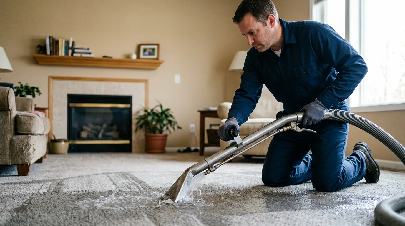 Water damage restoration technician working near Fruitport, MI